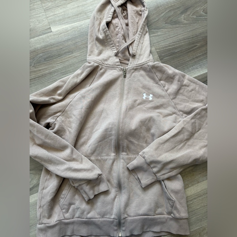 Beige under armour sweater zip size large